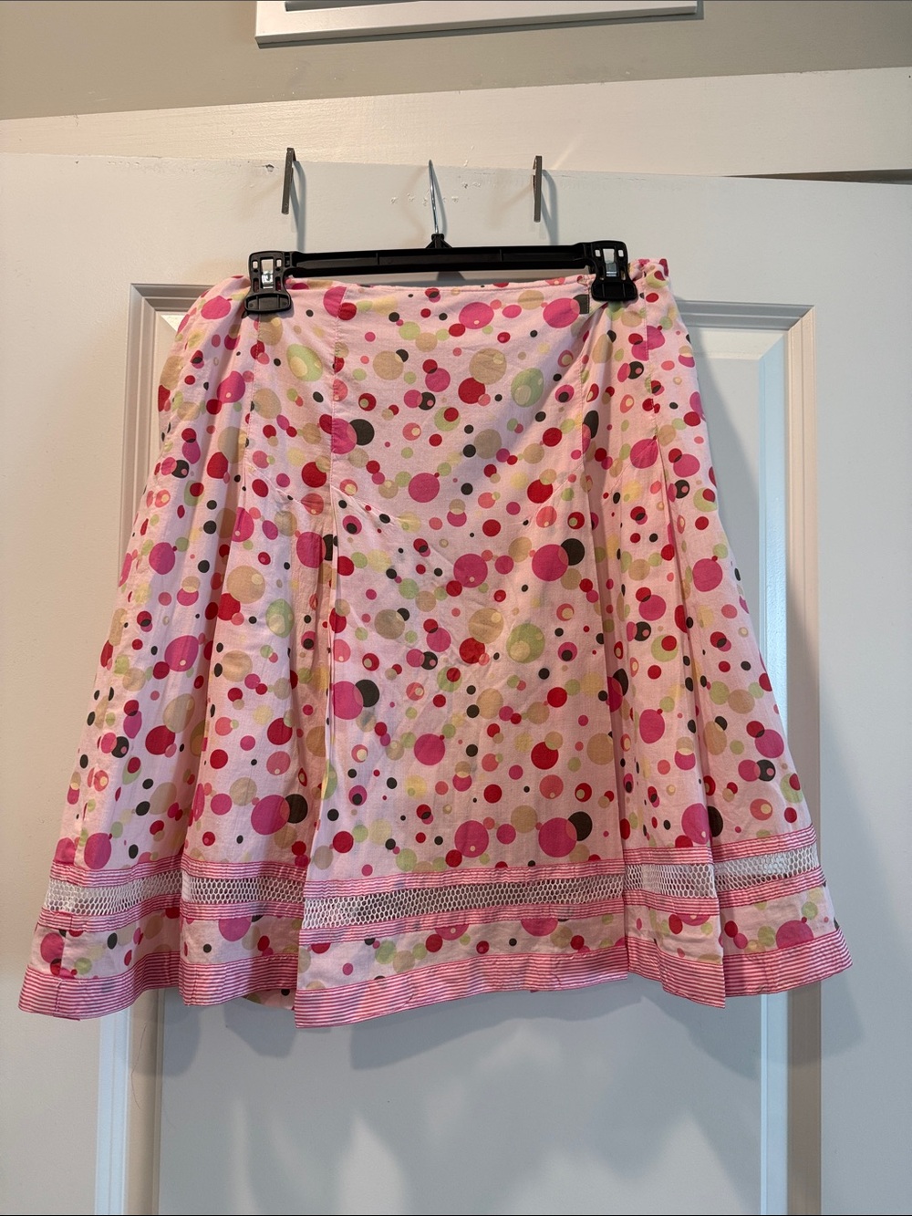 Vintage early 2000’s Cynthia Steffe  Pink Polka Dot A-Line Skirt